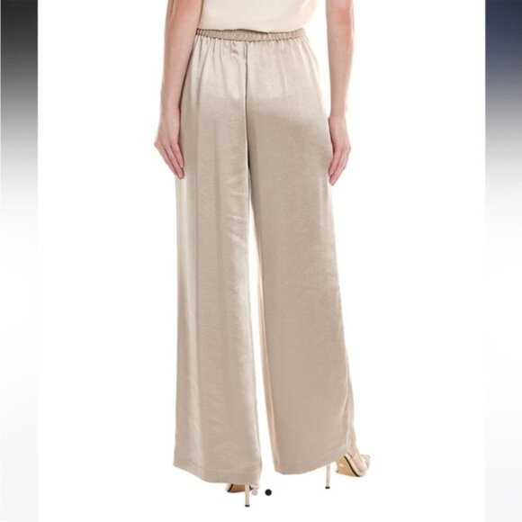 DREW By Anthropologie NWT Eva Wide Leg 90s Party Pants Baggy Satin Champagne L - Picture 2 of 15